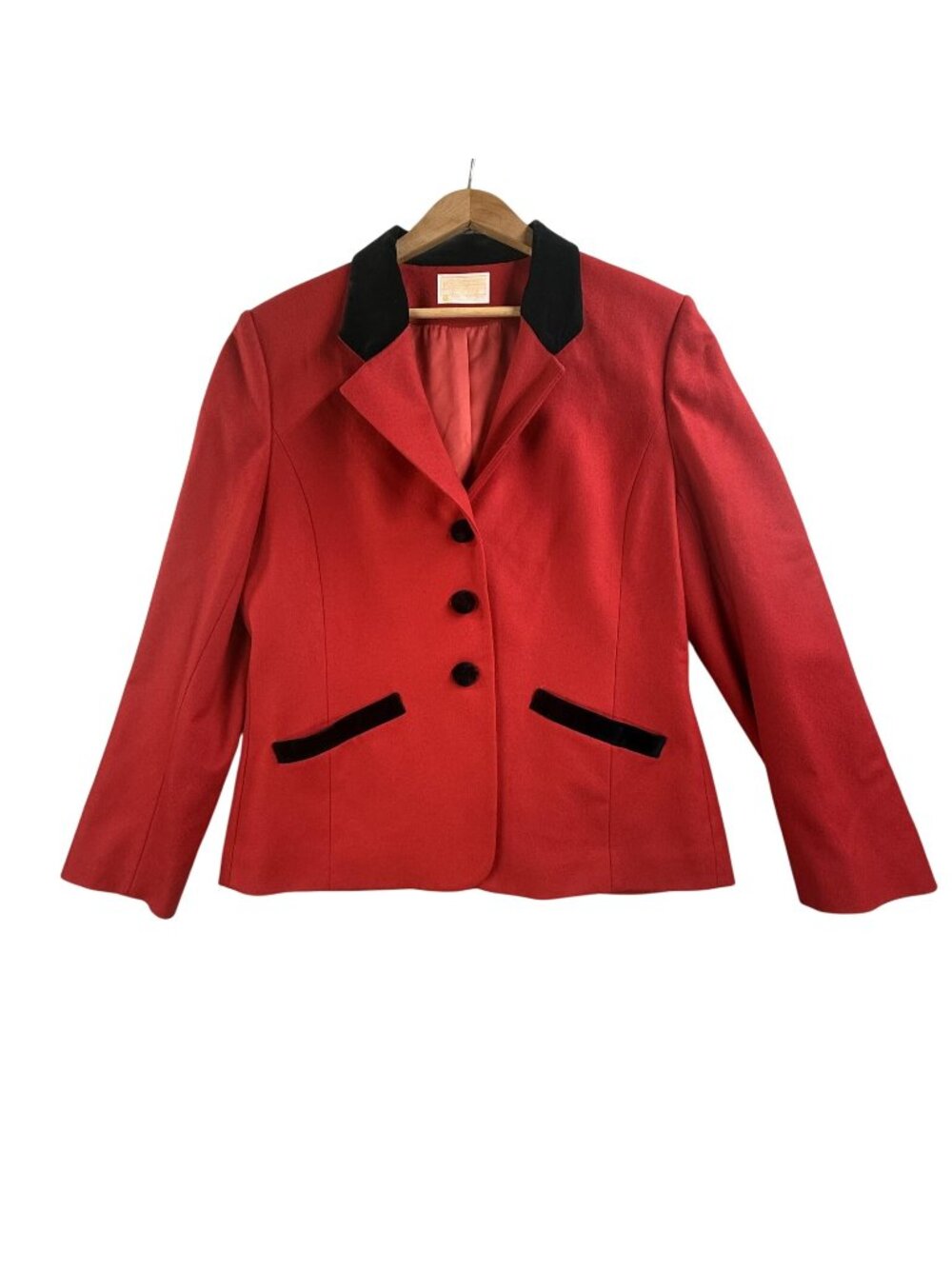 Vintage Pendleton Blazer Jacket Womens 14 Red Wool Velvet Collar Made USA Office